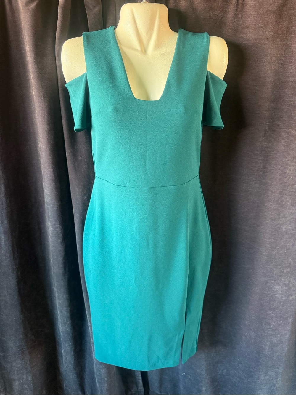 Express Teal Cold-Shoulder Sheath Dress